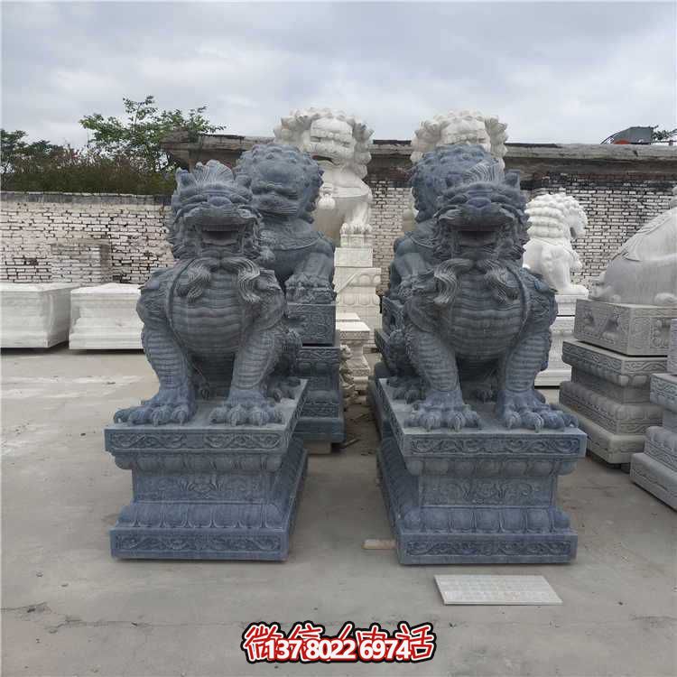墓园摆放青石雕刻麒麟神兽博鱼平台