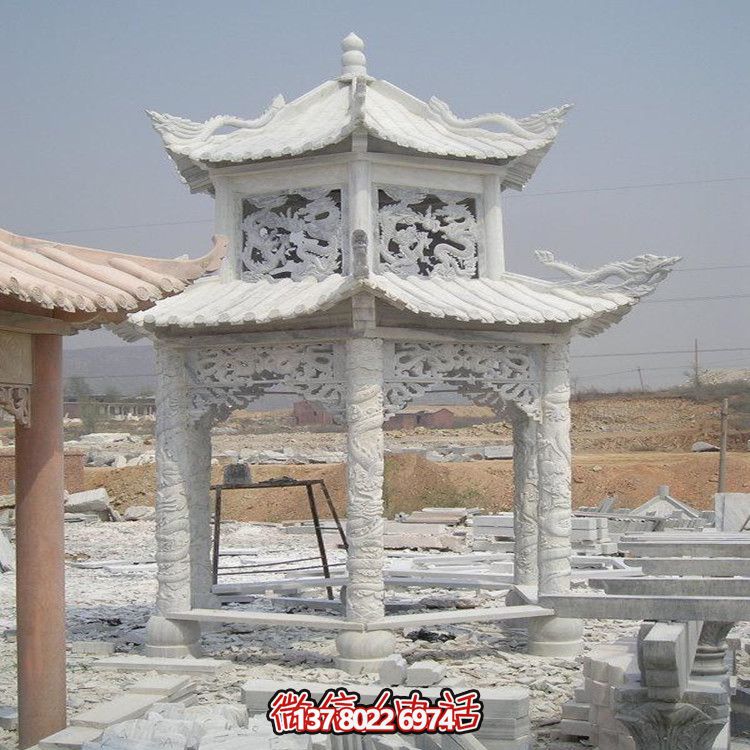 寺院户外景观大理石仿古雕刻龙纹凉亭博鱼平台