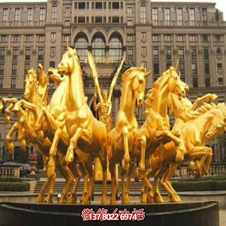 酒店广场金色阿波罗战车景观铜博鱼平台