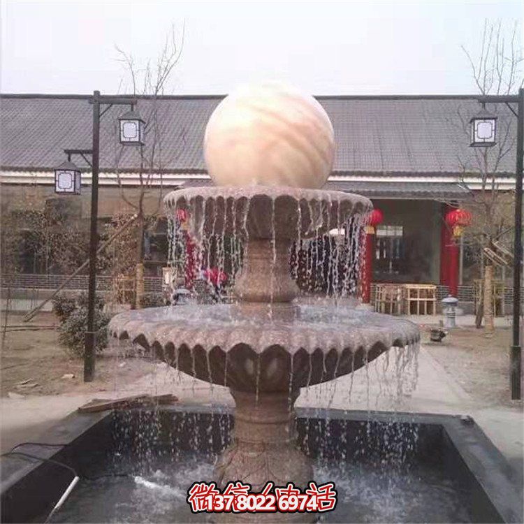 园林流水摆件风水球喷泉博鱼平台