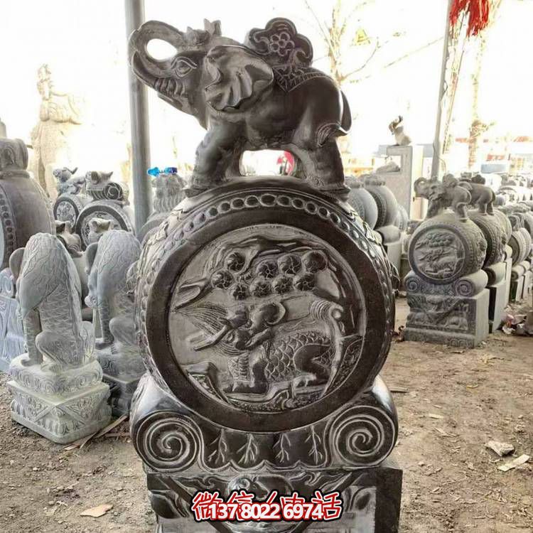 家用门口青石石雕抱鼓石博鱼平台