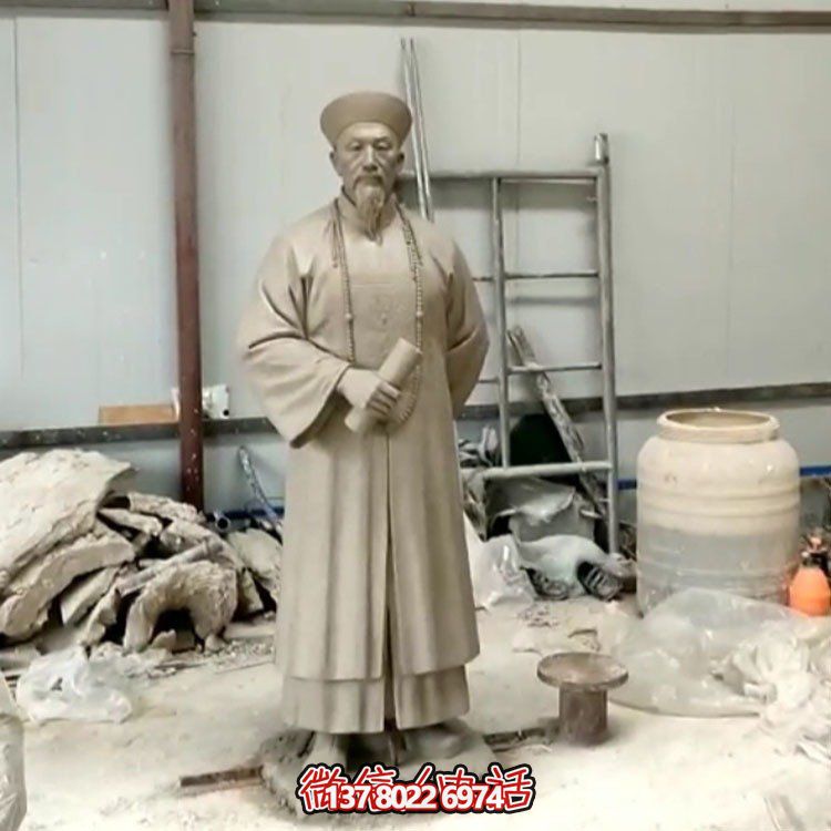 玻璃钢仿铜城市街道林则徐博鱼平台