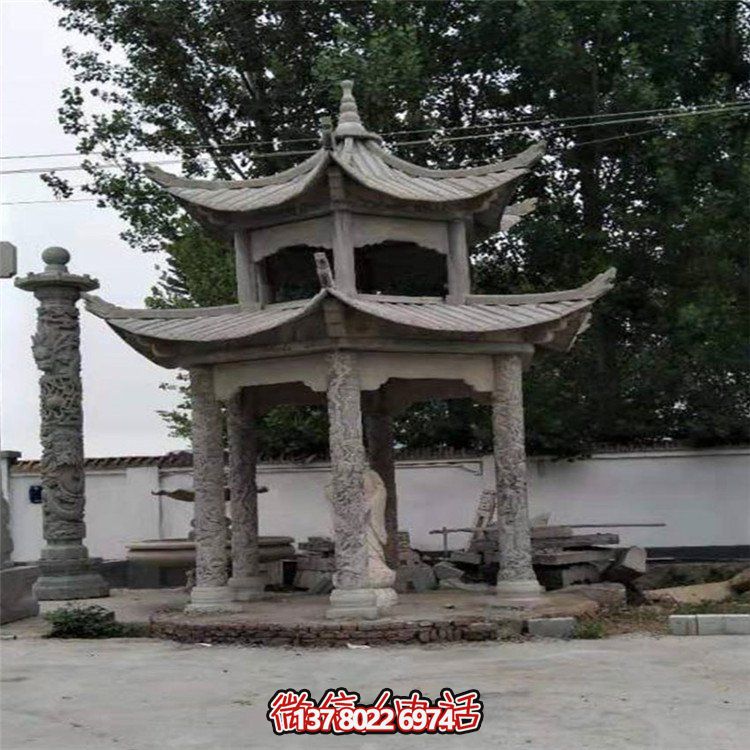 浮雕户外公园大型双层凉亭博鱼平台