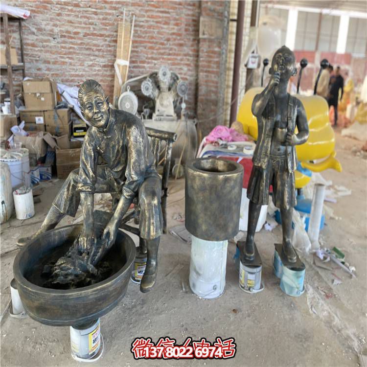 玻璃钢人物博鱼平台组合景观摆件吹泡泡的儿童博鱼平台