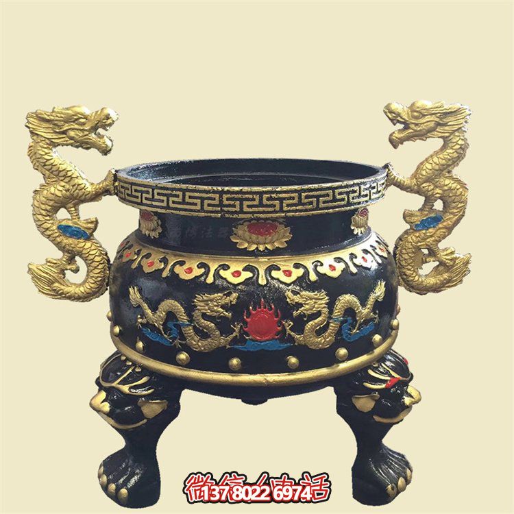 宗教寺庙浮雕双龙户外园林摆件香炉博鱼平台