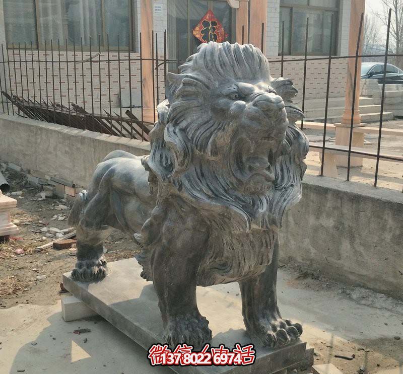 别墅小区大型仿真动物大理石石雕狮子博鱼平台