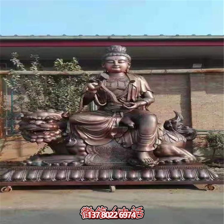 铜雕寺庙大型佛像文殊普贤博鱼平台
