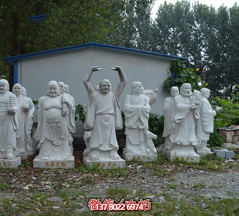 大理石石雕寺庙景观十八罗汉博鱼平台