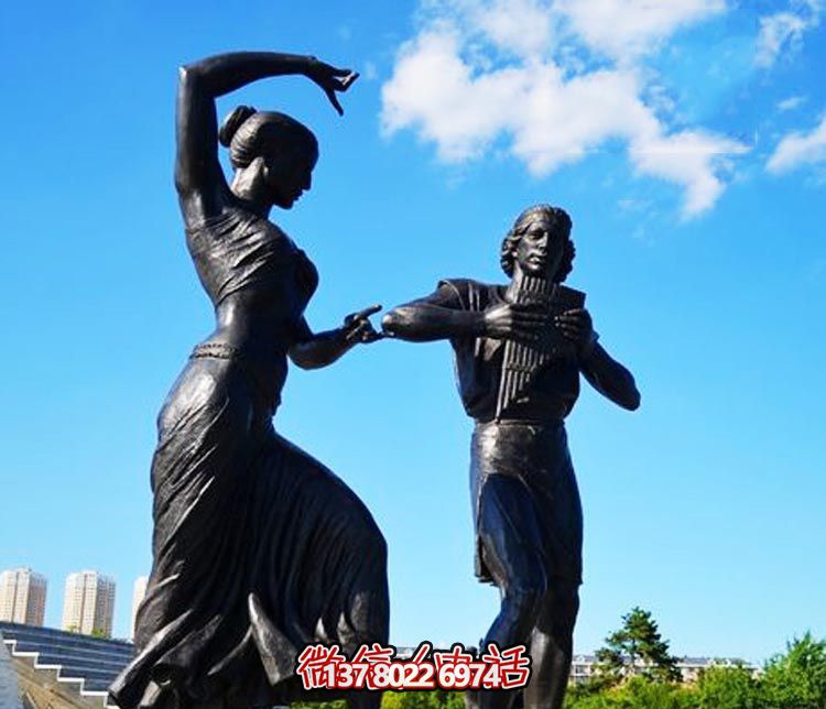 广场西方人物跳舞玻璃钢仿铜博鱼平台 广场西方人物跳舞玻璃钢仿铜博鱼平台