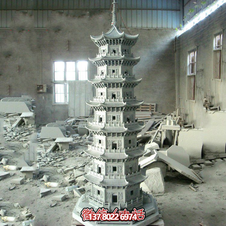 寺庙景区大型大理石石雕佛塔博鱼平台摆件