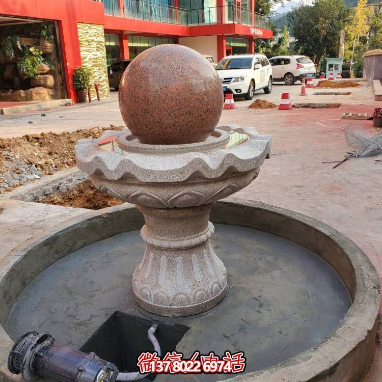 花岗岩石雕喷泉风水球酒店户外流水喷泉博鱼平台