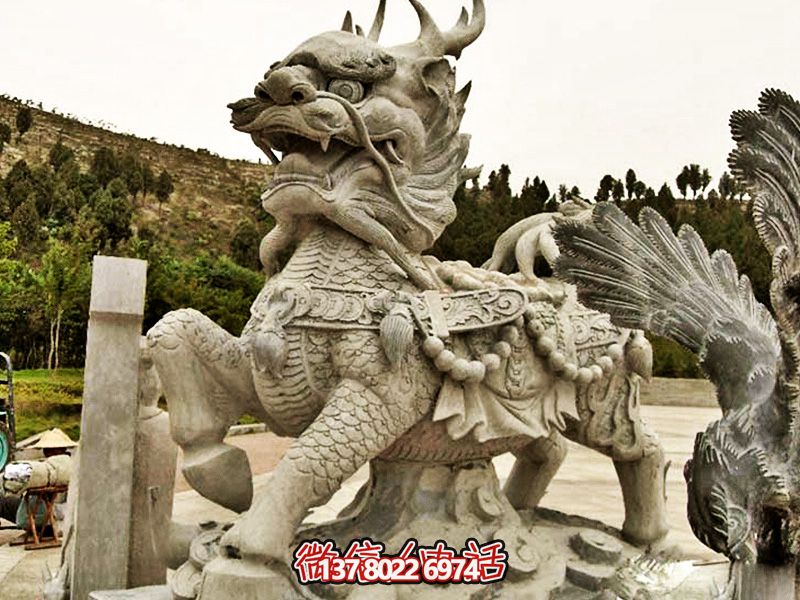 户外广场大型动物景观石雕神兽麒麟博鱼平台