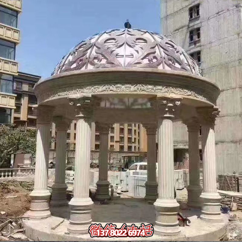 西式园林别墅摆放罗马柱圆拱铁艺凉亭装饰品