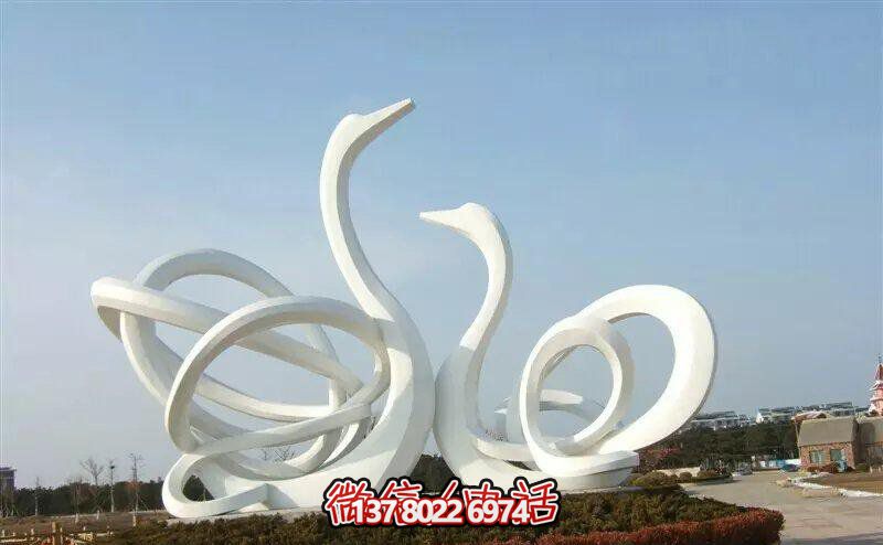 花园广场抽象个性玻璃钢天鹅博鱼平台