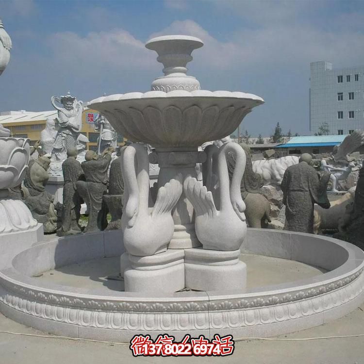 欧式汉白玉天鹅流水水钵小区喷泉博鱼平台