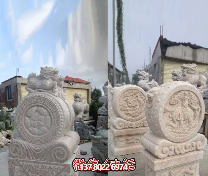 大理石仿古抱鼓石镇宅石门墩