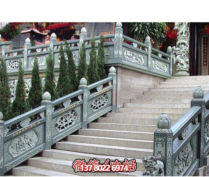 青石仿古寺院台阶扶手栏杆博鱼平台