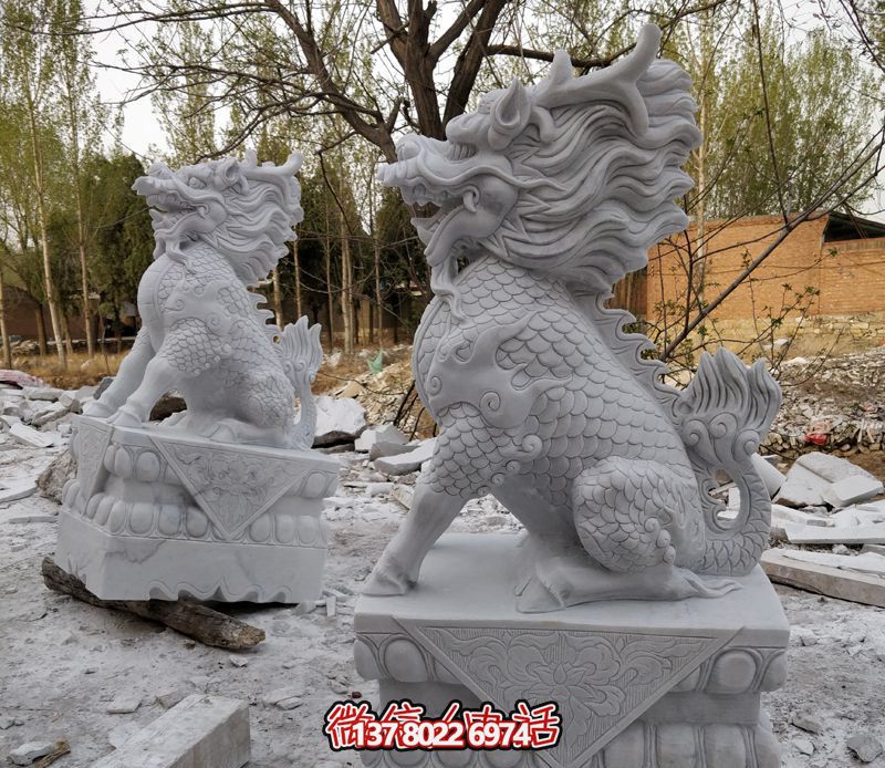 户外庭院别墅砂石石雕神兽麒麟博鱼平台