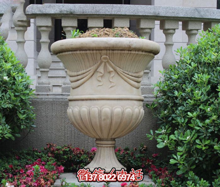 别墅公园景观欧式石雕花盆博鱼平台