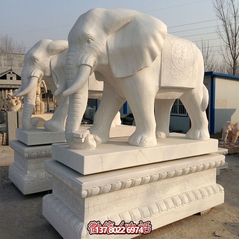 企业大型景观汉白玉招财大象博鱼平台