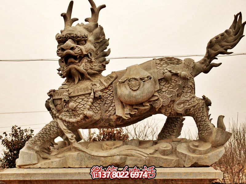 广场大型景观大理石石麒麟博鱼平台