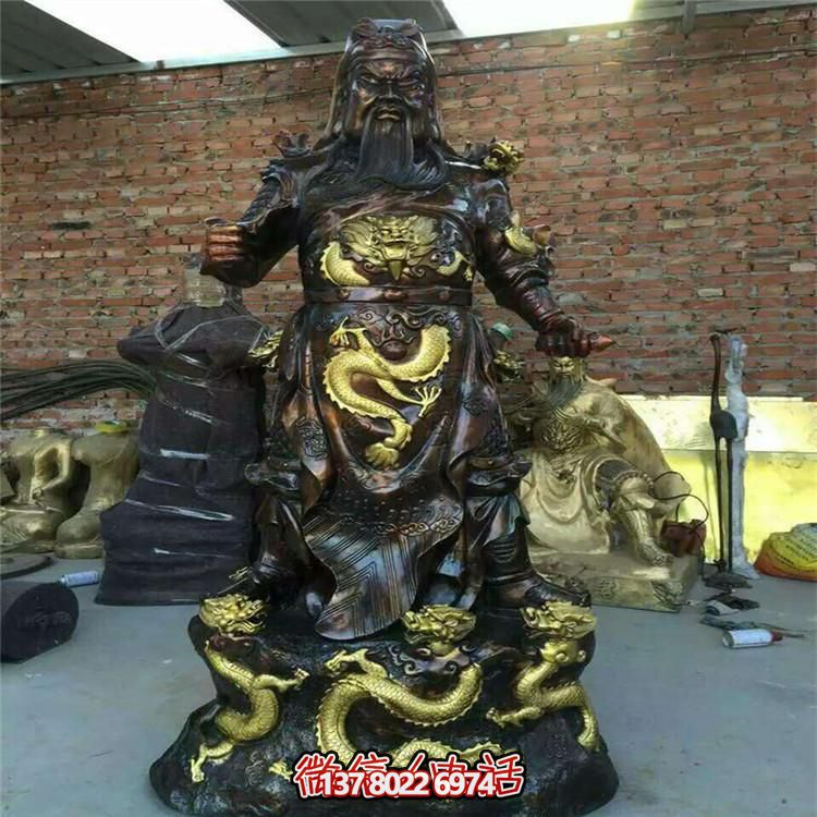玻璃钢彩绘寺庙大型关公博鱼平台