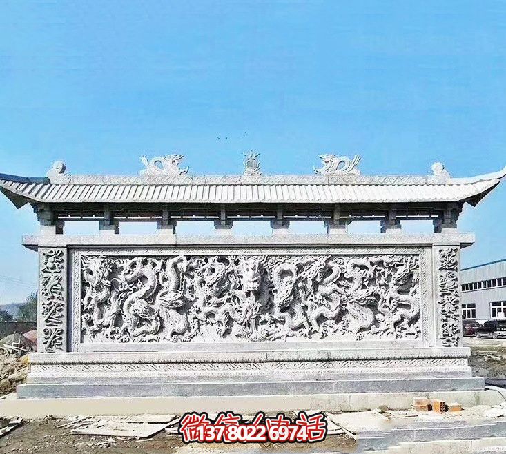 企业门口处摆放大理石九龙壁博鱼平台 企业门口处摆放大理石九龙壁博鱼平台