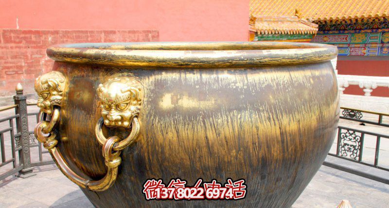 故宫圆形水缸铜雕狴犴缸博鱼平台