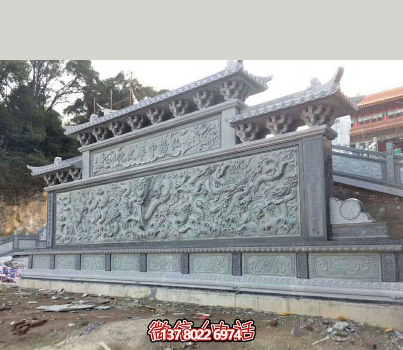 宗教寺庙园林九龙壁景观石雕 宗教寺庙园林九龙壁景观石雕