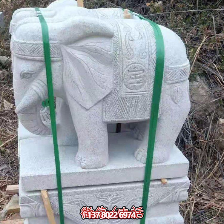 庭院景观大理石石雕大象博鱼平台