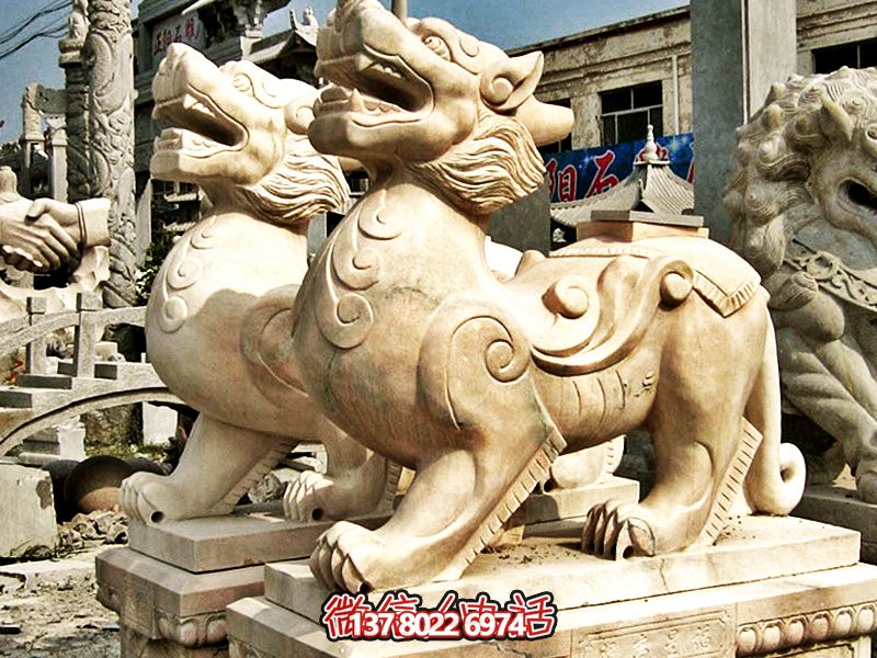 庭院寺庙大理石石雕神兽貔貅博鱼平台