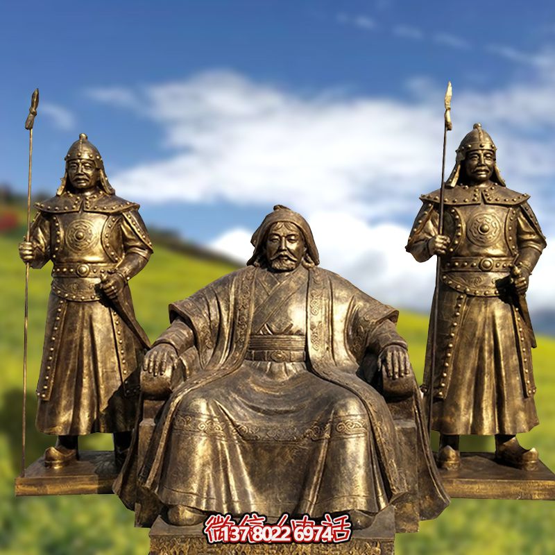 玻璃钢仿铜历史名人古代著名人物成吉思汗博鱼平台雕像