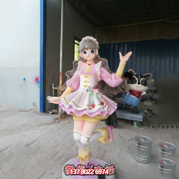 商场饭店迎宾摆放玻璃钢卡通美少女人物博鱼平台