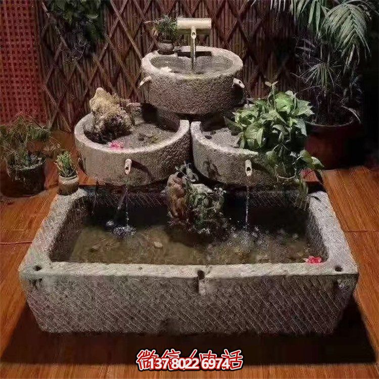 庭院流水摆件大理石石雕老石槽博鱼平台