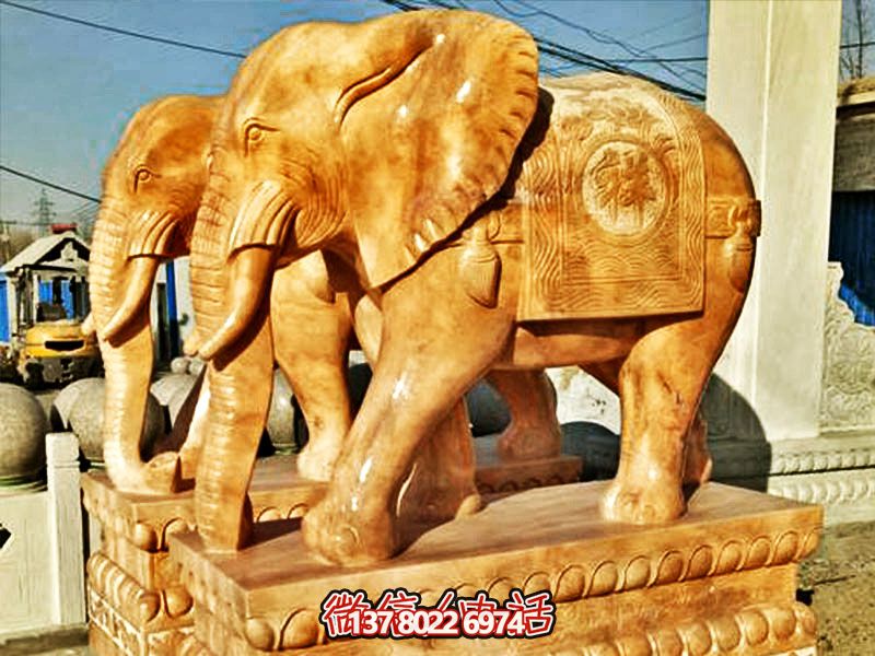 庭院大型黄蜡石雕大象博鱼平台