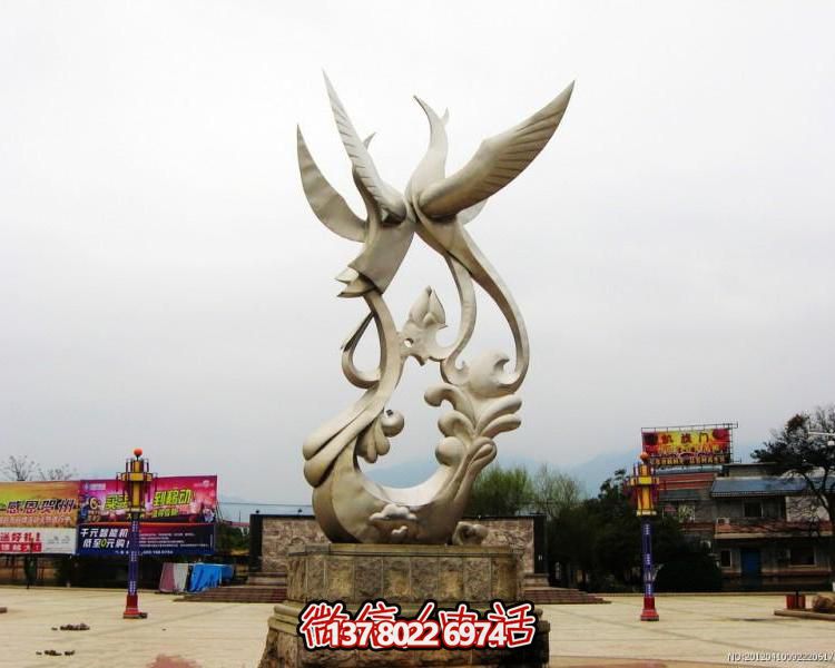 户外广场大型抽象铜雕凤凰博鱼平台