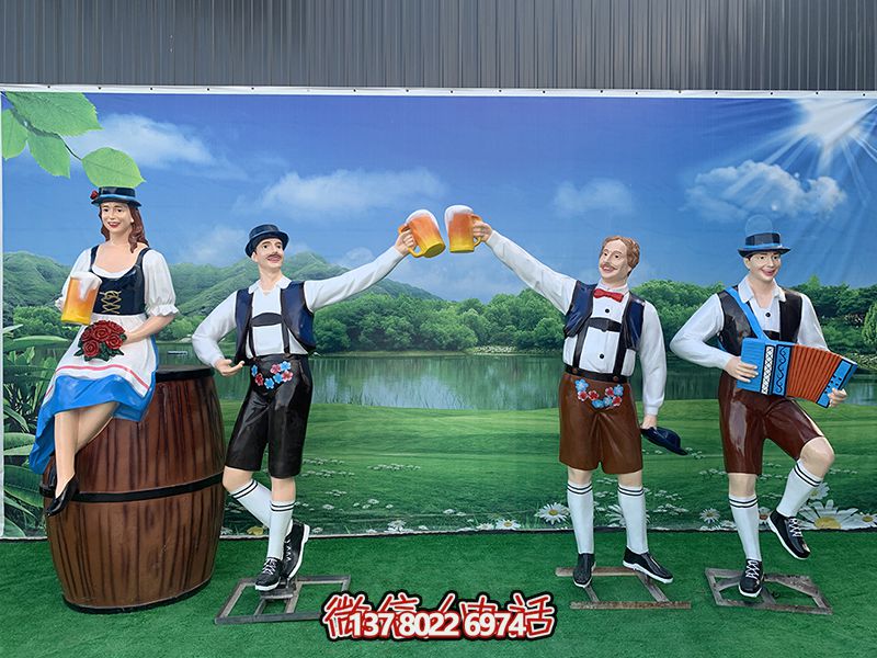 饭店酒吧玻璃钢喝酒人物装饰摆件