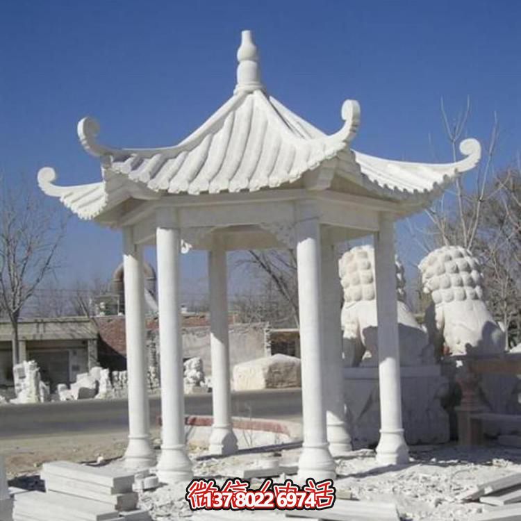 汉白玉石雕仿古建筑六角休闲园林景观博鱼平台