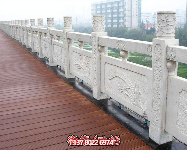 河边石材栏杆桥边石头护栏样式河道石雕栏板博鱼平台