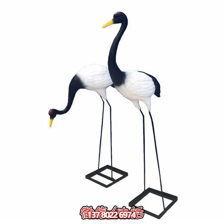 玻璃刚仿真仙鹤博鱼平台园林水景观小品