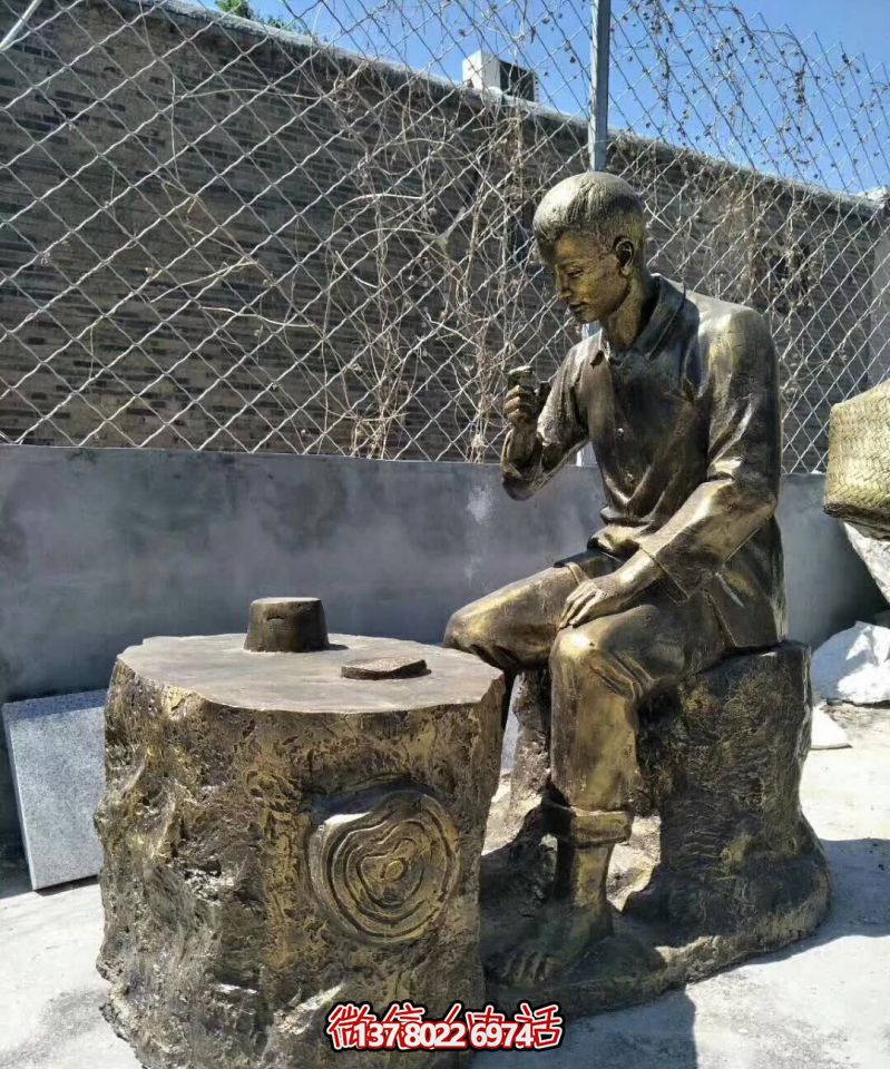 公园仿真人物铜雕品茶博鱼平台