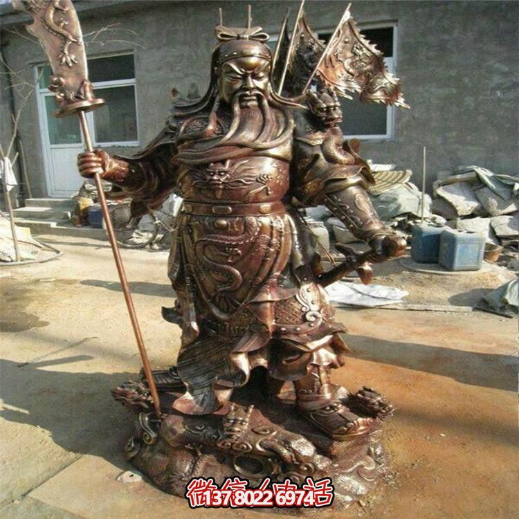 寺庙大型玻璃钢仿铜拿刀的武关公博鱼平台