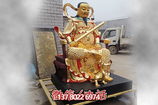 不锈钢喷金彩绘寺庙真武大帝博鱼平台