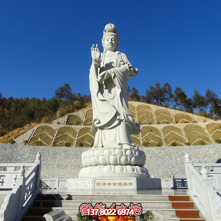 户外广场大型石雕佛像观音博鱼平台