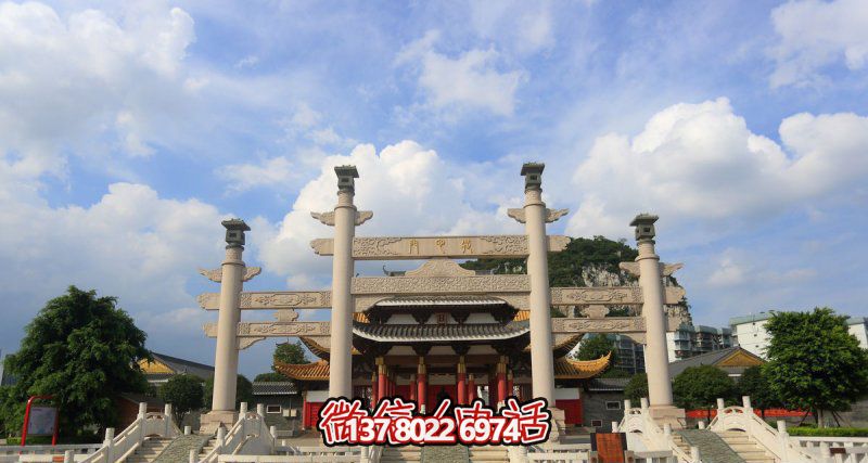 寺庙三门简易石华表石柱牌坊博鱼平台