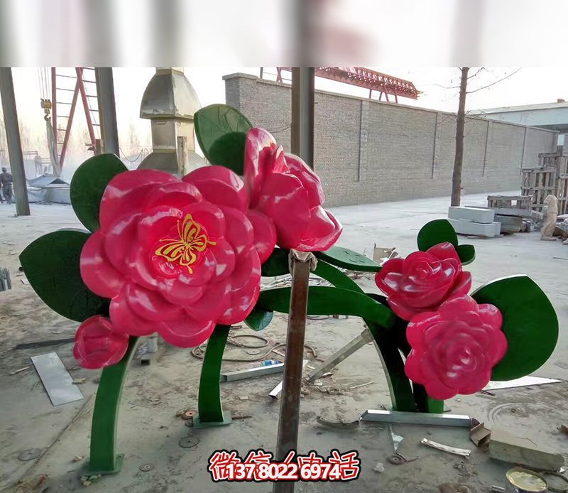 公园不锈钢牡丹花景观装饰品花朵博鱼平台