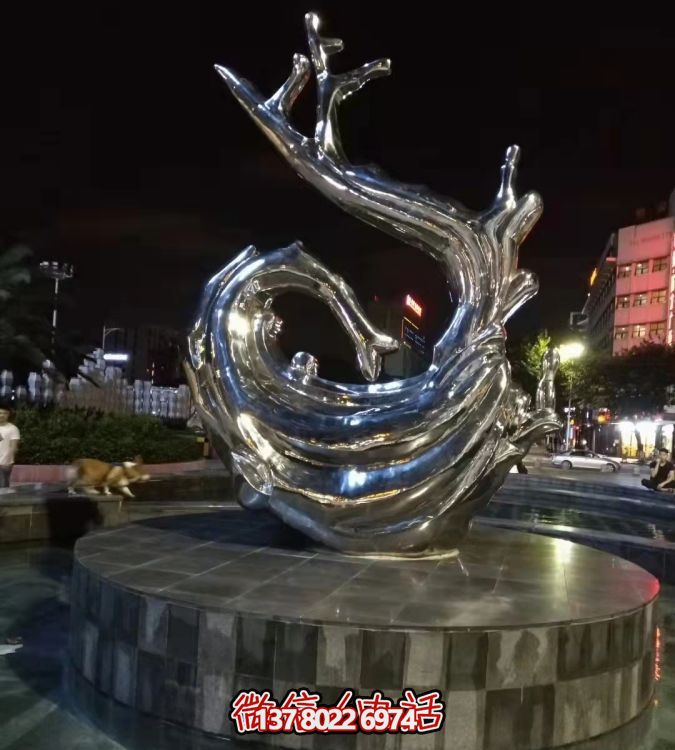 不锈钢镜面抽象海浪浪花摆件