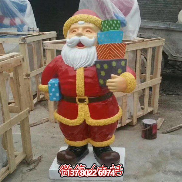 商场室内摆放节日圣诞老人玻璃钢公仔博鱼平台