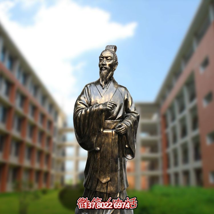 医学院广场摆放教育家孟子玻璃钢仿铜雕像