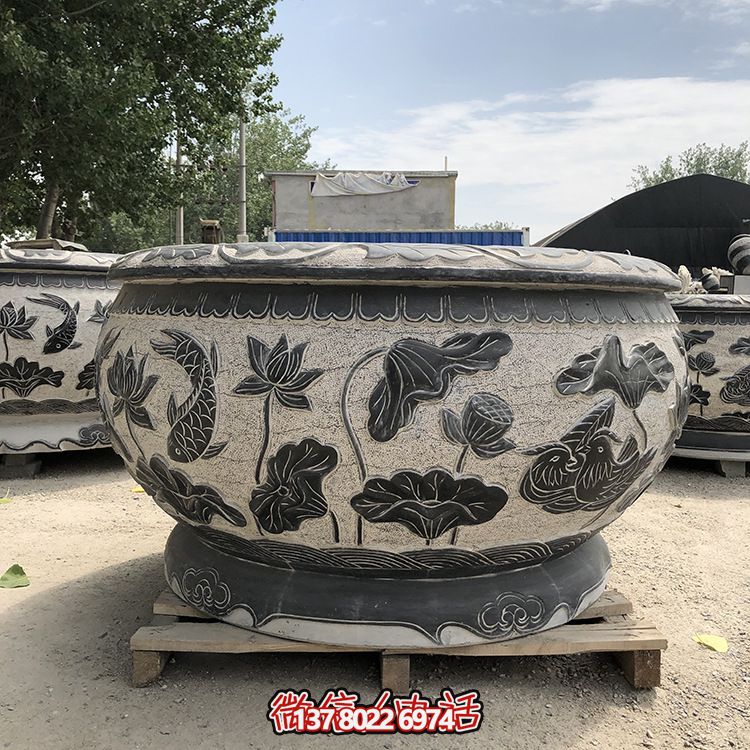 庭院仿古鱼缸户外摆件花盆博鱼平台